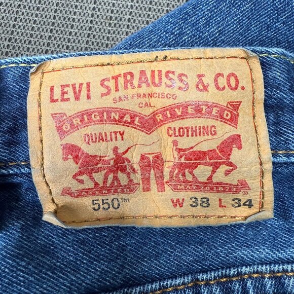 Levis 550 Mens Size W38 L34 Blue Relaxed Fit Straight Leg Denim Jeans - Picture 3 of 12